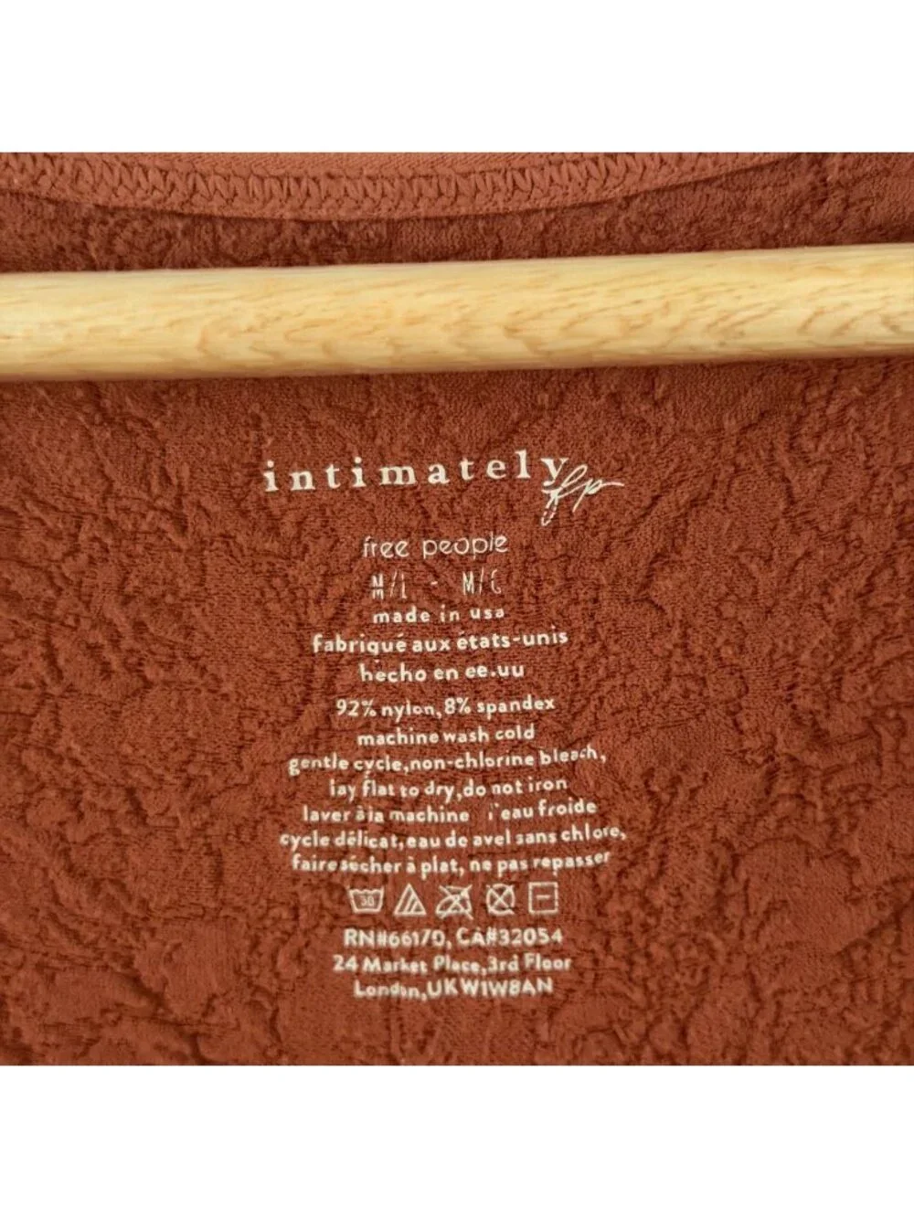 Free People Intimately Have It All Long Sleeve Textured Top Rust M/L